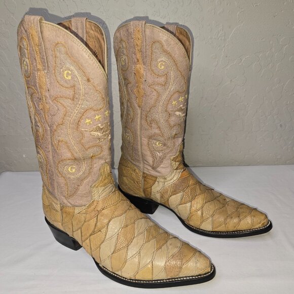 El General 1901 Exotic Skins Patchwork Western Cowboy Boots Men's USA Size: 8.5 - Picture 1 of 13
